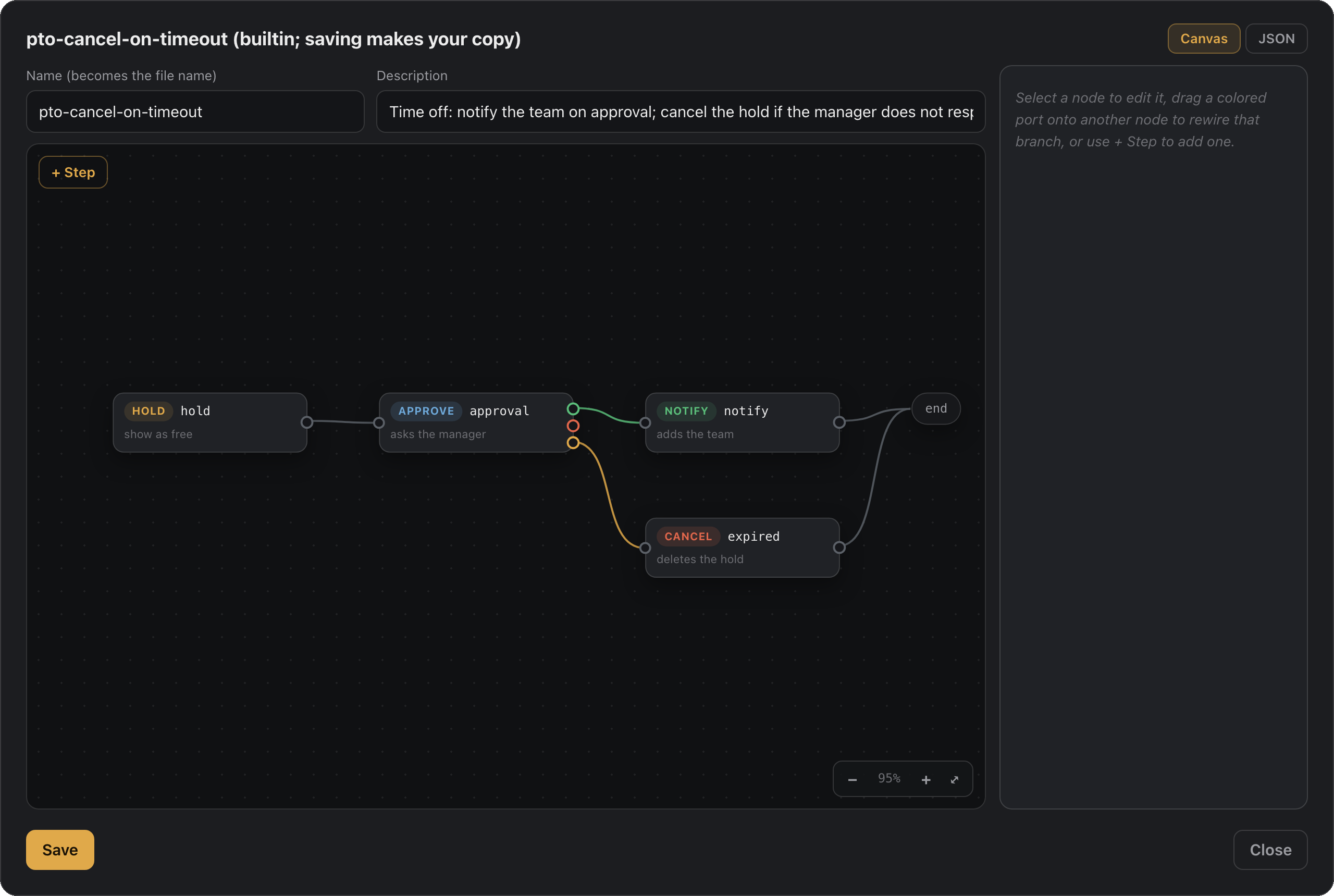 The workflow canvas